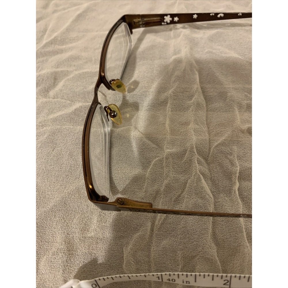 chelsea morgan eyeglasses Frames Woman's Metal Brown Flower Cut Backs EUC - Picture 12 of 12